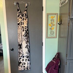 Hale Bob Elegant Evening Wear Monochrome Patterned Dress